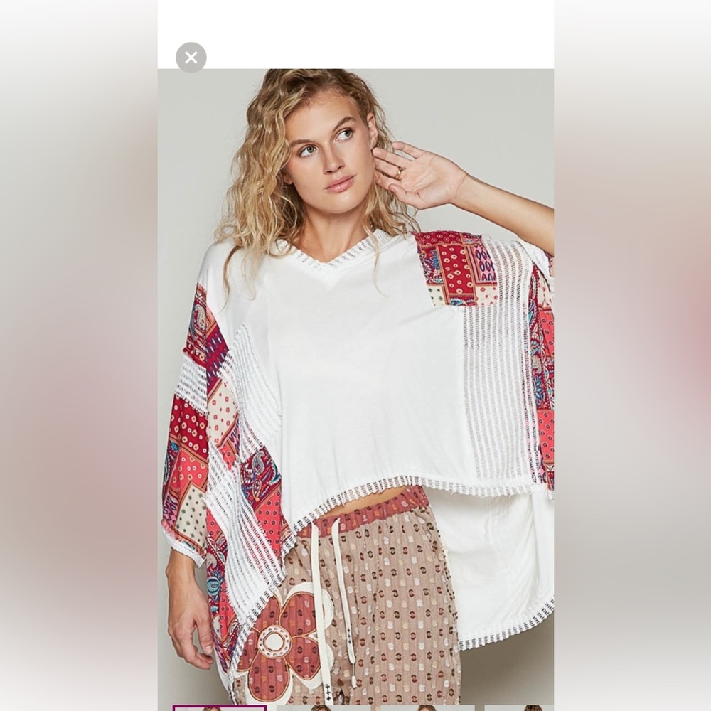 POL White and Red Boho Tunic - Picture 5 of 6
